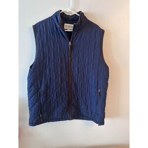 Field & Stream Vest Size XL Mens Outfitter Diamond Quilted Navy Blue Zip Front